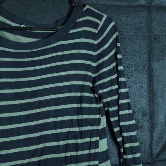 Express Womens Sweater Green Striped Long Sleeve Cozy Stretch Medium - Picture 5 of 12